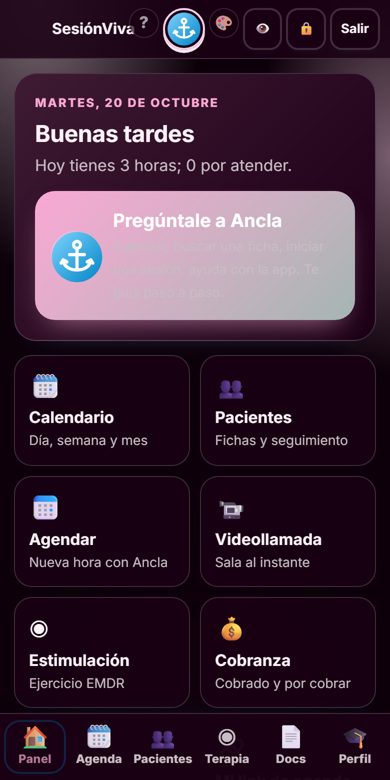 Pantalla de SesiónViva